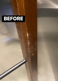 a picture of a kitchen door before and after repair